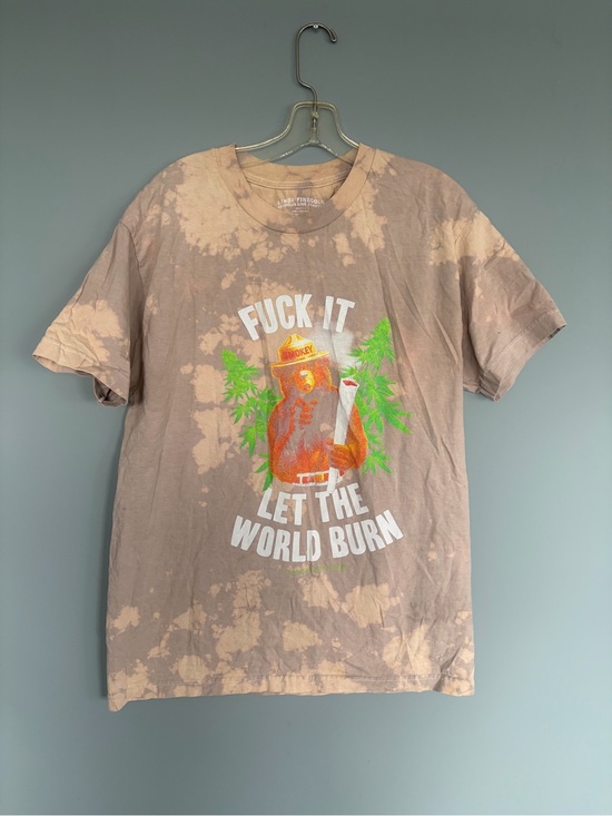 assholes live forever Tops - Let The World Burn Brown Tie-Dye Graphic Short Sleeve Tee
